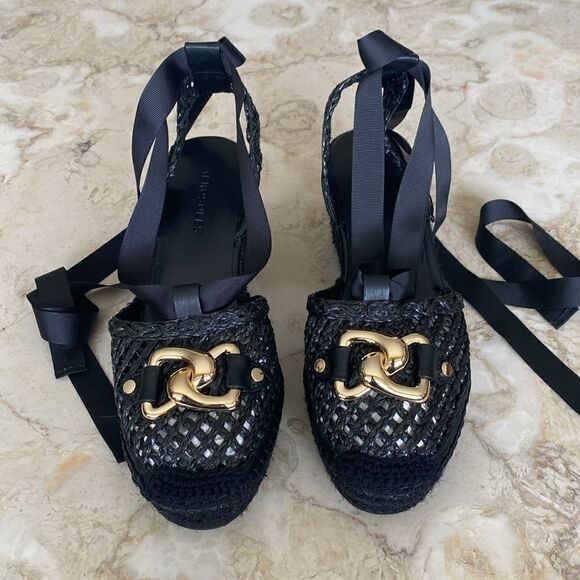 Aerosoles Scarlett Raffia Espadrille Wedge Sandal Ribbon Ankle Wrap Strap - Picture 5 of 15